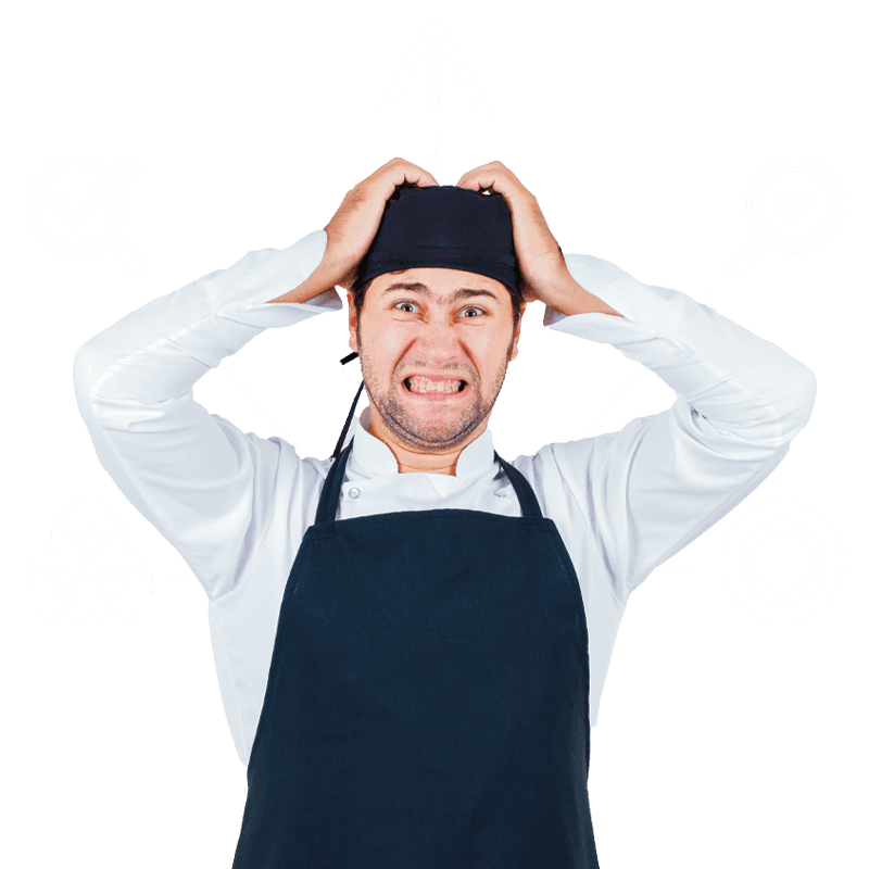 cuoco preoccupato per sanzioni haccp